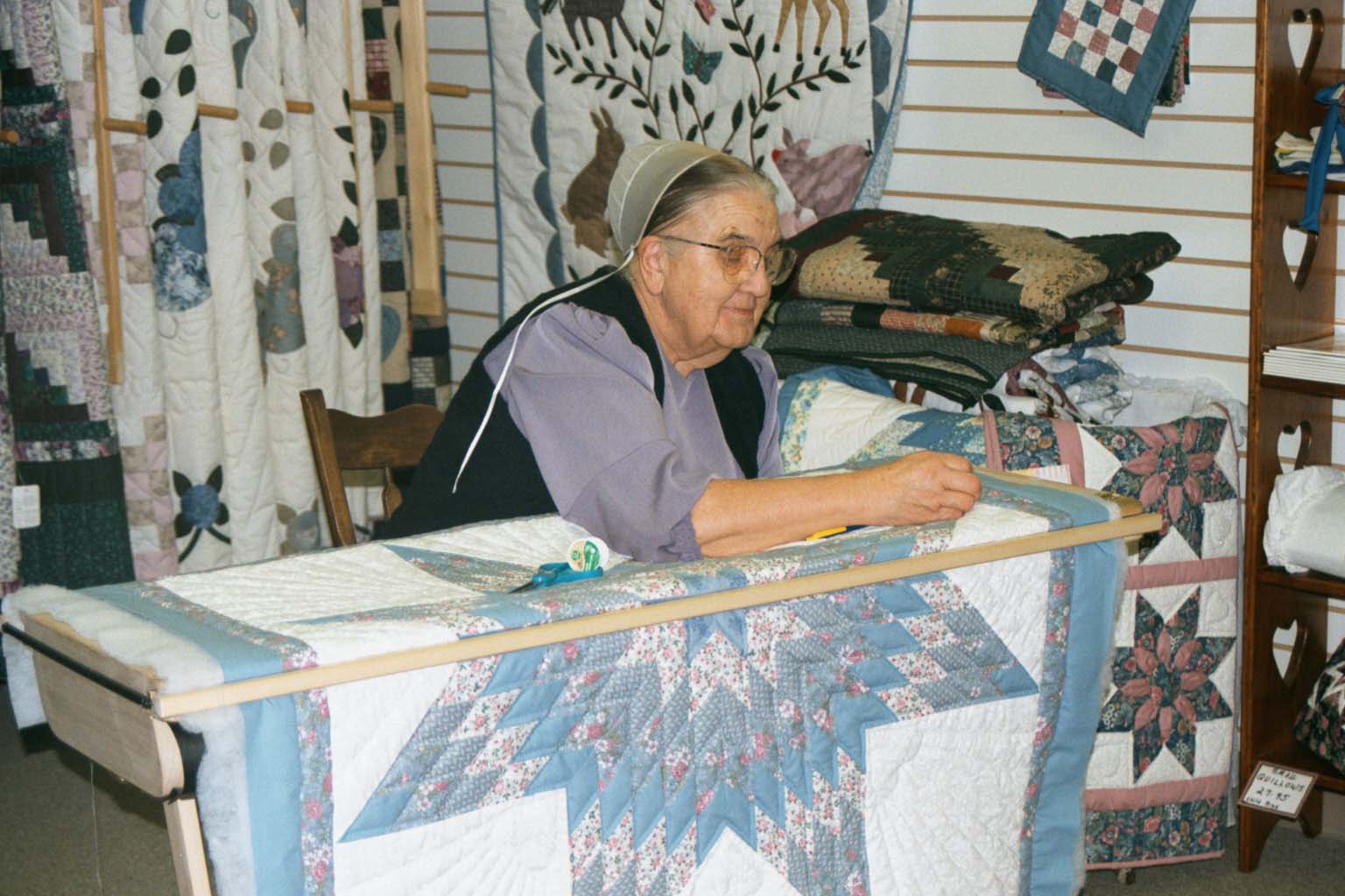 An Amish seamstress at work